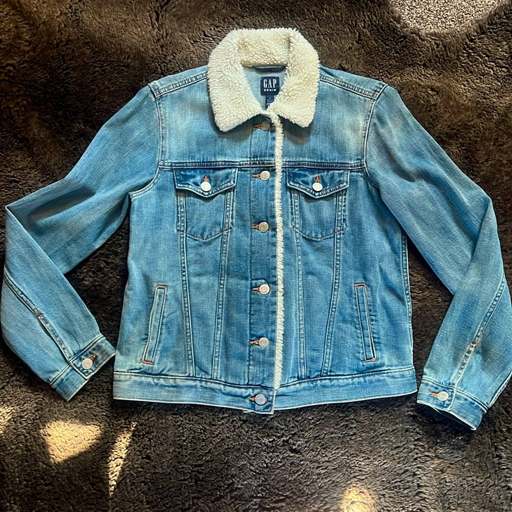 Gap faux fur shearling denim jacket